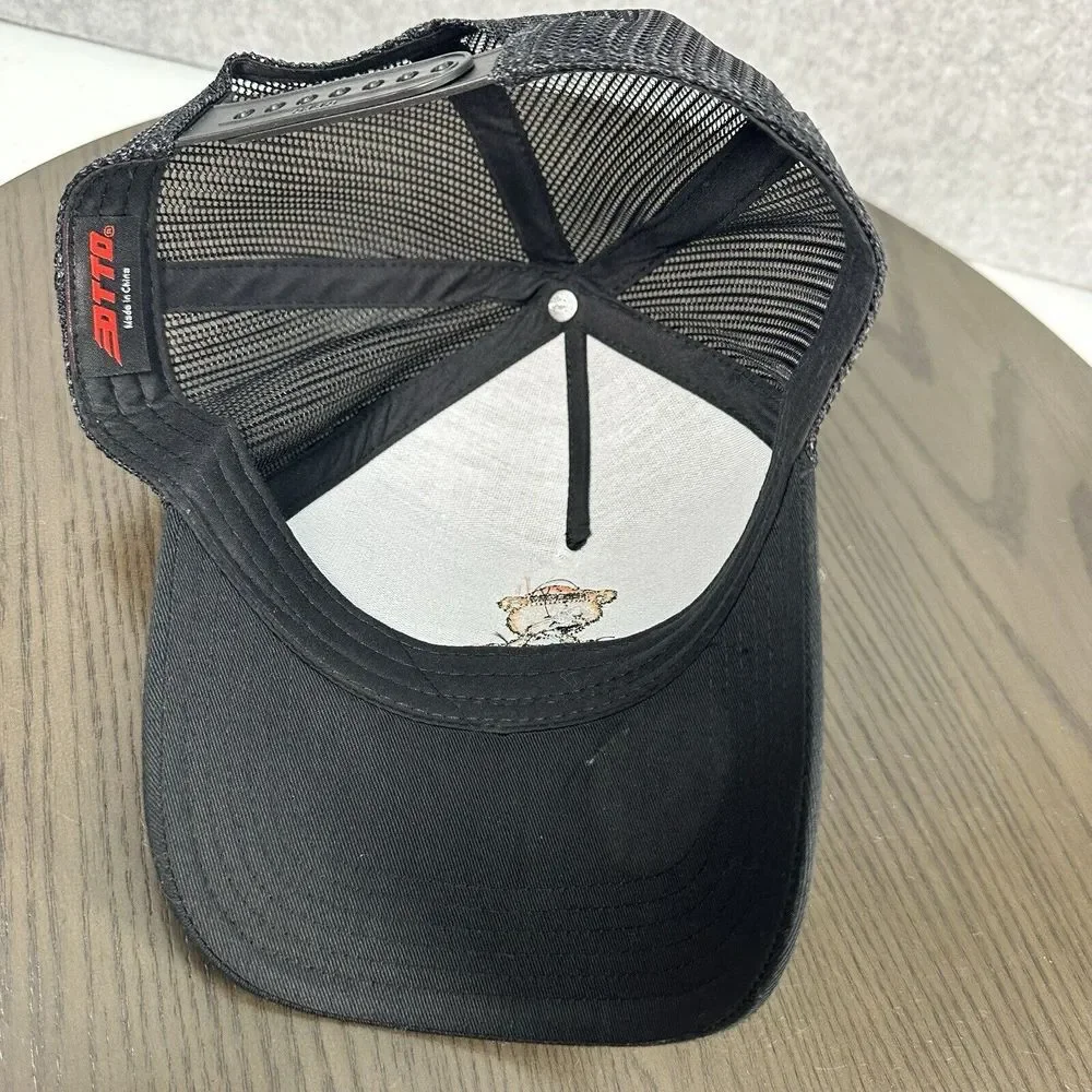 Bubbatown Bear Embroidered Hat Cap Black Adjustable Snapback Otto Trucker Cap - Picture 7 of 9